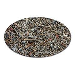Screws Scrap Metal Rusted Screw Art Oval Magnet by Wegoenart