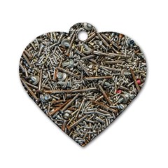 Screws Scrap Metal Rusted Screw Art Dog Tag Heart (one Side) by Wegoenart