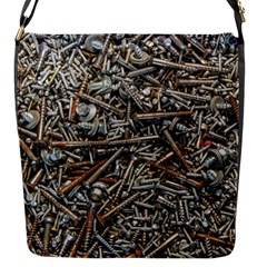 Screws Scrap Metal Rusted Screw Art Flap Closure Messenger Bag (s) by Wegoenart