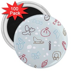 Winter Pattern Background Element 3  Magnets (100 Pack) by Ravend