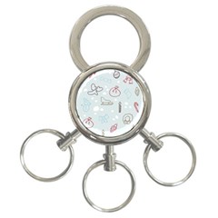 Winter Pattern Background Element 3-ring Key Chain