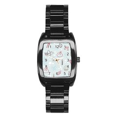 Winter Pattern Background Element Stainless Steel Barrel Watch