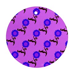 Illustration Flower Floral Design Pattern Round Ornament (two Sides)