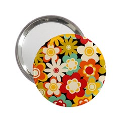 Floral Retro Vintage Blossom 2 25  Handbag Mirrors