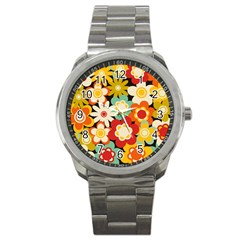 Floral Retro Vintage Blossom Sport Metal Watch