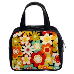 Floral Retro Vintage Blossom Classic Handbag (two Sides) by Ravend