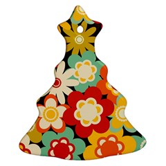 Floral Retro Vintage Blossom Ornament (christmas Tree) 