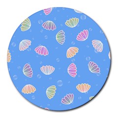 Seashell Clam Pattern Art Design Round Mousepads