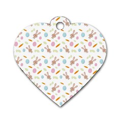 Easter Bunny Pattern Hare Dog Tag Heart (one Side)