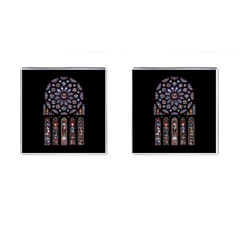 Chartres Cathedral Notre Dame De Paris Amiens Cath Stained Glass Cufflinks (square) by Wegoenart