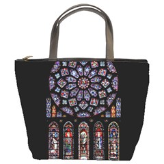 Chartres Cathedral Notre Dame De Paris Amiens Cath Stained Glass Bucket Bag by Wegoenart