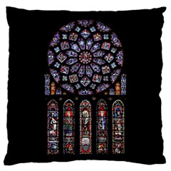 Chartres Cathedral Notre Dame De Paris Amiens Cath Stained Glass Large Flano Cushion Case (one Side) by Wegoenart