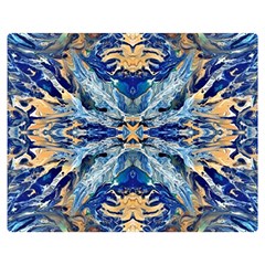 Cobalt On Gold Double Sided Flano Blanket (medium)  by kaleidomarblingart