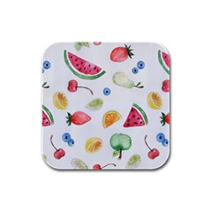Fruit Summer Vitamin Watercolor Rubber Square Coaster (4 Pack)