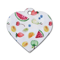 Fruit Summer Vitamin Watercolor Dog Tag Heart (one Side) by Wegoenart