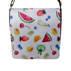 Fruit Summer Vitamin Watercolor Flap Closure Messenger Bag (l) by Wegoenart