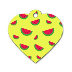 Watermelon Pattern Wallpaper Dog Tag Heart (one Side) by Wegoenart