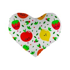 Pattern Fruit Fruits Orange Green Standard 16  Premium Heart Shape Cushions