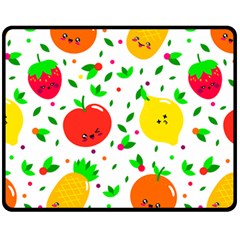 Pattern Fruit Fruits Orange Green Double Sided Fleece Blanket (Medium) 