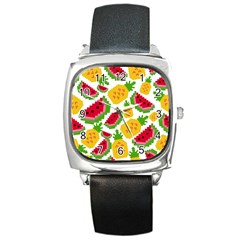 Watermelon Pattern Fruit Summer Square Metal Watch by Wegoenart