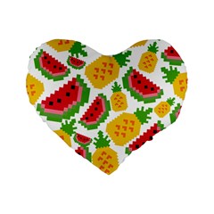 Watermelon Pattern Fruit Summer Standard 16  Premium Flano Heart Shape Cushions by Wegoenart