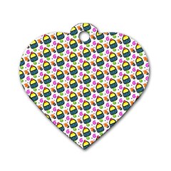 Sweet Dessert Food Cake Pattern Dog Tag Heart (one Side) by Wegoenart