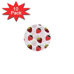 Strawberry Pattern Background 1  Mini Buttons (10 Pack)  by Wegoenart