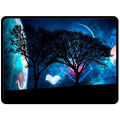 Tree Trees Surreal Universe Silhouette Double Sided Fleece Blanket (large)  by Wegoenart