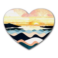 Sea Waves Wave Painting Ocean Water Heart Mousepads by Wegoenart