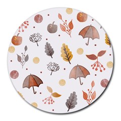 Autumn Leaf Leaves Nature Art Boho Background Round Mousepads