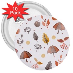 Autumn Leaf Leaves Nature Art Boho Background 3  Buttons (10 pack) 