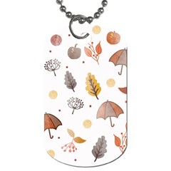 Autumn Leaf Leaves Nature Art Boho Background Dog Tag (Two Sides)