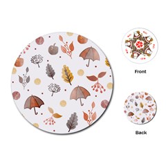 Autumn Leaf Leaves Nature Art Boho Background Playing Cards Single Design (Round)