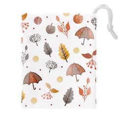 Autumn Leaf Leaves Nature Art Boho Background Drawstring Pouch (5XL)