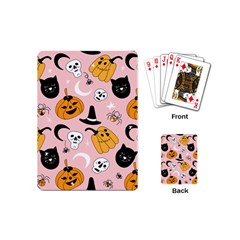 Pumpkin Cat Pattern Skull Playing Cards Single Design (mini) by Wegoenart