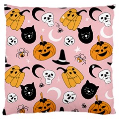 Pumpkin Cat Pattern Skull Large Flano Cushion Case (one Side) by Wegoenart