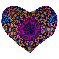 Mandala Rosette Floral Pattern Large 19  Premium Heart Shape Cushions by Wegoenart