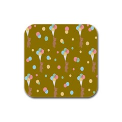 Bear 3 Rubber Square Coaster (4 Pack) by nateshop