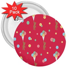 Bear 4 3  Buttons (10 Pack)  by nateshop