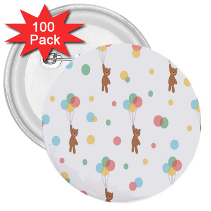 Bear 3  Buttons (100 pack) 