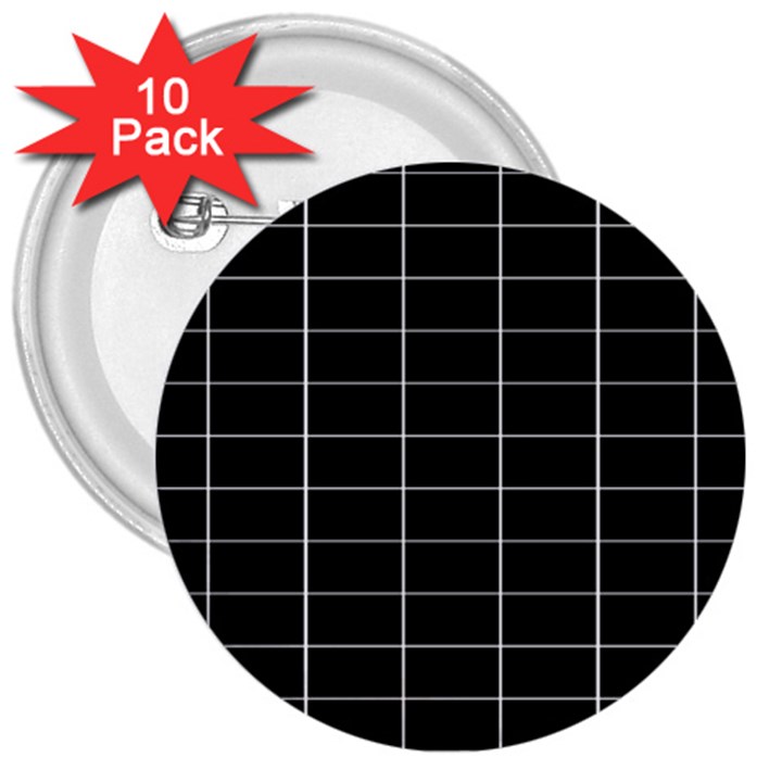 Box Black 3  Buttons (10 pack) 