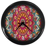 Buddhist Mandala Wall Clock (Black) Front