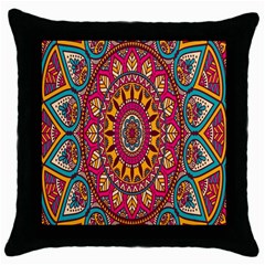 Buddhist Mandala Throw Pillow Case (black) by nateshop