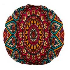 Buddhist Mandala Large 18  Premium Flano Round Cushions by nateshop