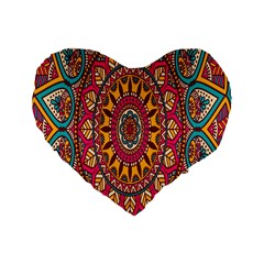 Buddhist Mandala Standard 16  Premium Flano Heart Shape Cushions by nateshop