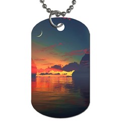 Digital Art Artwork Fantasy Landscape Sky Nature Dog Tag (one Side) by danenraven