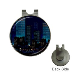 City Building Pixel Art Vaporwave Hat Clips With Golf Markers by danenraven