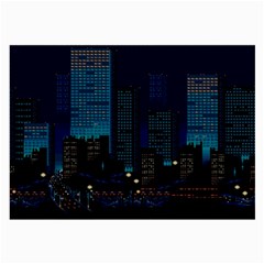 City Building Pixel Art Vaporwave Large Glasses Cloth by danenraven