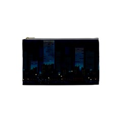 City Building Pixel Art Vaporwave Cosmetic Bag (small) by danenraven