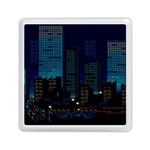 City Building Pixel Art Vaporwave Memory Card Reader (Square) Front